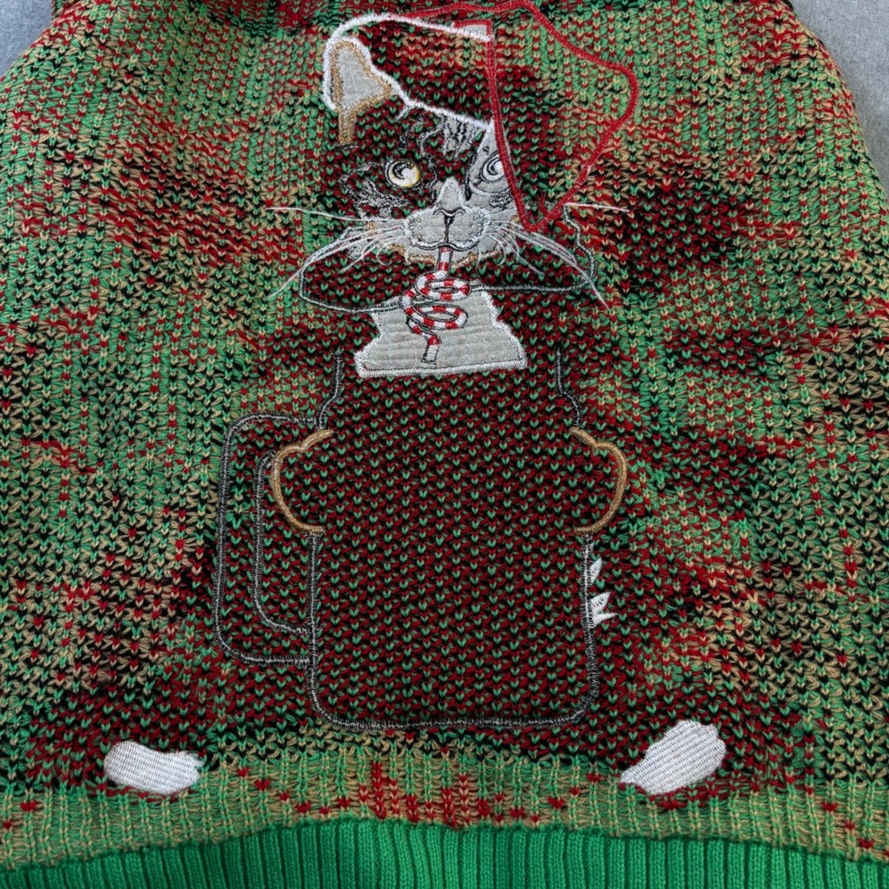 Celebrate Together Men's XL Ugly Christmas Sweater Cat Drinking Pocket 3D NWT - Picture 8 of 13